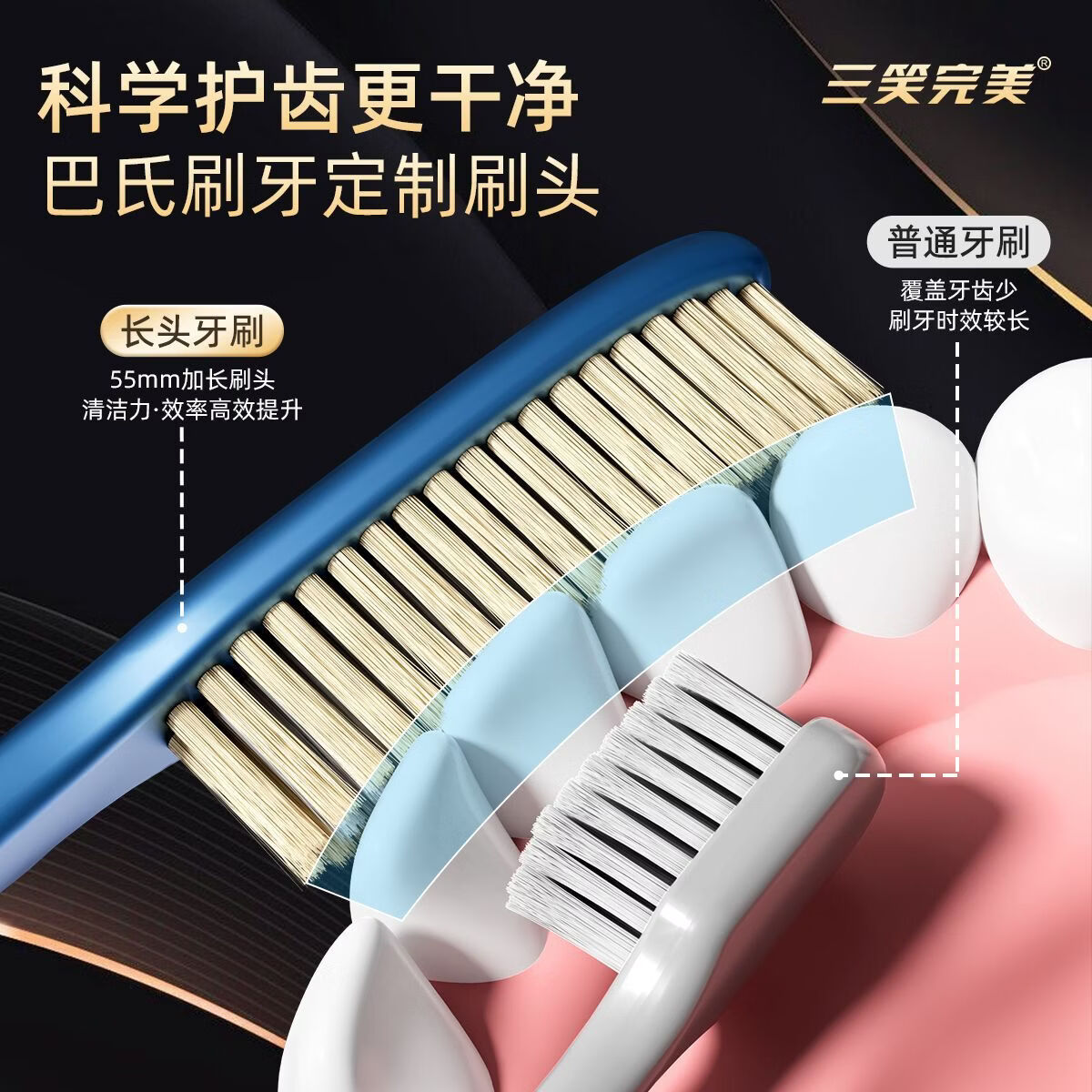 三笑完美山姆同款轻奢速净德国进口软毛成人长头牙刷护龈橄榄刷头深入清洁 创新三代橄榄长头刷 15支