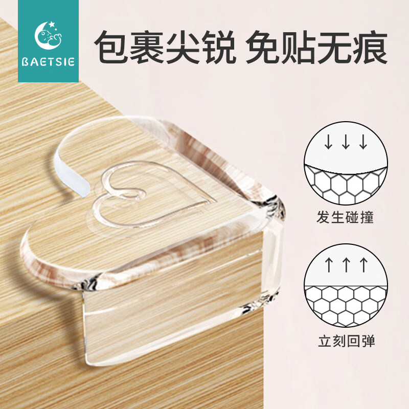 家具直角加固护角桌角防撞可爱软矽胶透明防磕碰安全家俱柜床角贴 【门把手防撞环】4个装