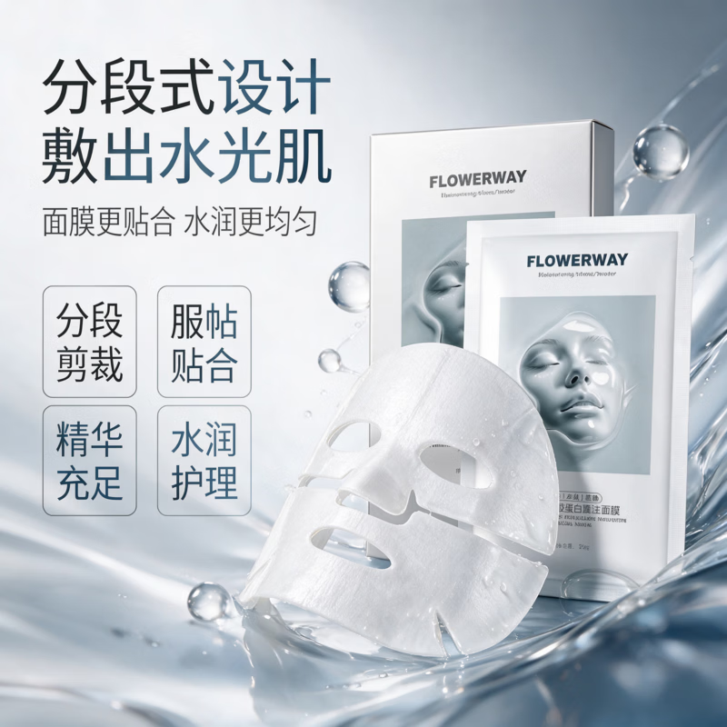 FLOWERWAY胶原蛋白灌注面膜抗皱提亮补水紧致淡纹保湿面膜 胶原蛋白灌注面膜(23g*5片/盒)*3盒