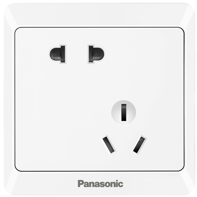 松下（ Panasonic）开关插座 斜五孔插座错位二三极10A插座 86型面板 雅悦白色 WMWA123-N