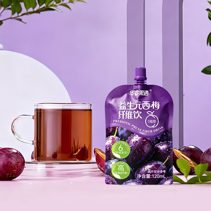 华睿果遇益生元西梅汁120ML*10袋整箱高膳食纤维0脂肪6益生元风味果汁饮料 型号 120ML*10袋整箱装