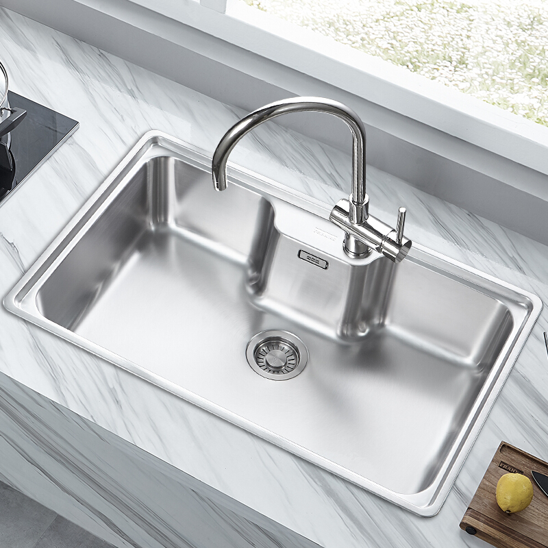 顺丰 franke水槽瑞士弗兰卡304不锈钢拉丝台上厨房水槽大单槽菜盆bcx