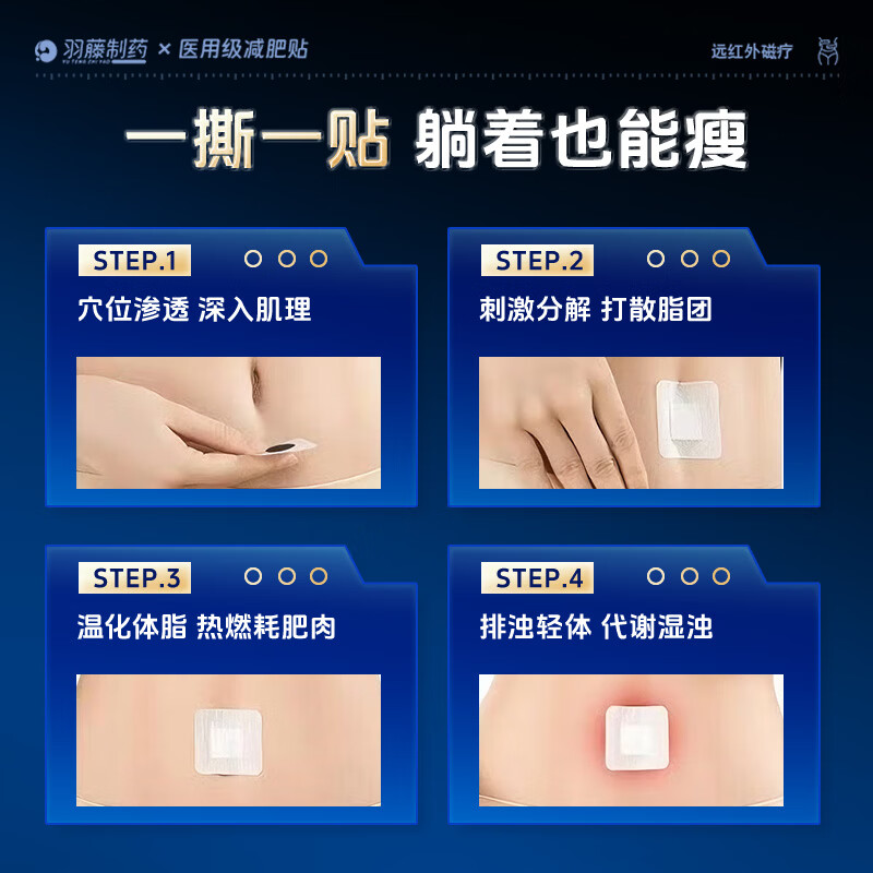 羽藤制药减肥贴减肥肚脐贴瘦肚子燃脂大肚子排油瘦身 国家认证产品 10贴*3盒 周期装【减肥瘦肚子燃脂】轻松享瘦