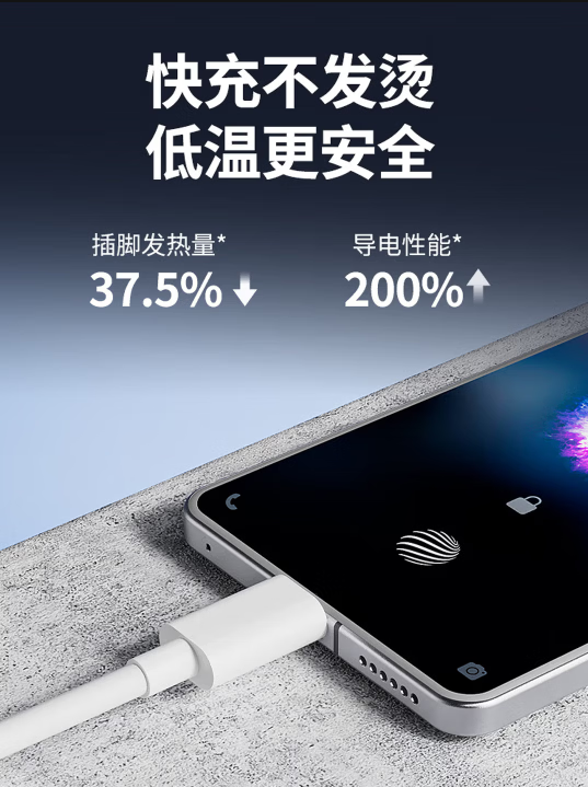 vivo适用原装VIVO数据线66W/80W/120W/200W闪充vivox90/X80充电线IQOONeo7/8/9/10/11Pro快充type-c线 适用vivo/IQOO数据线1.5米U-C