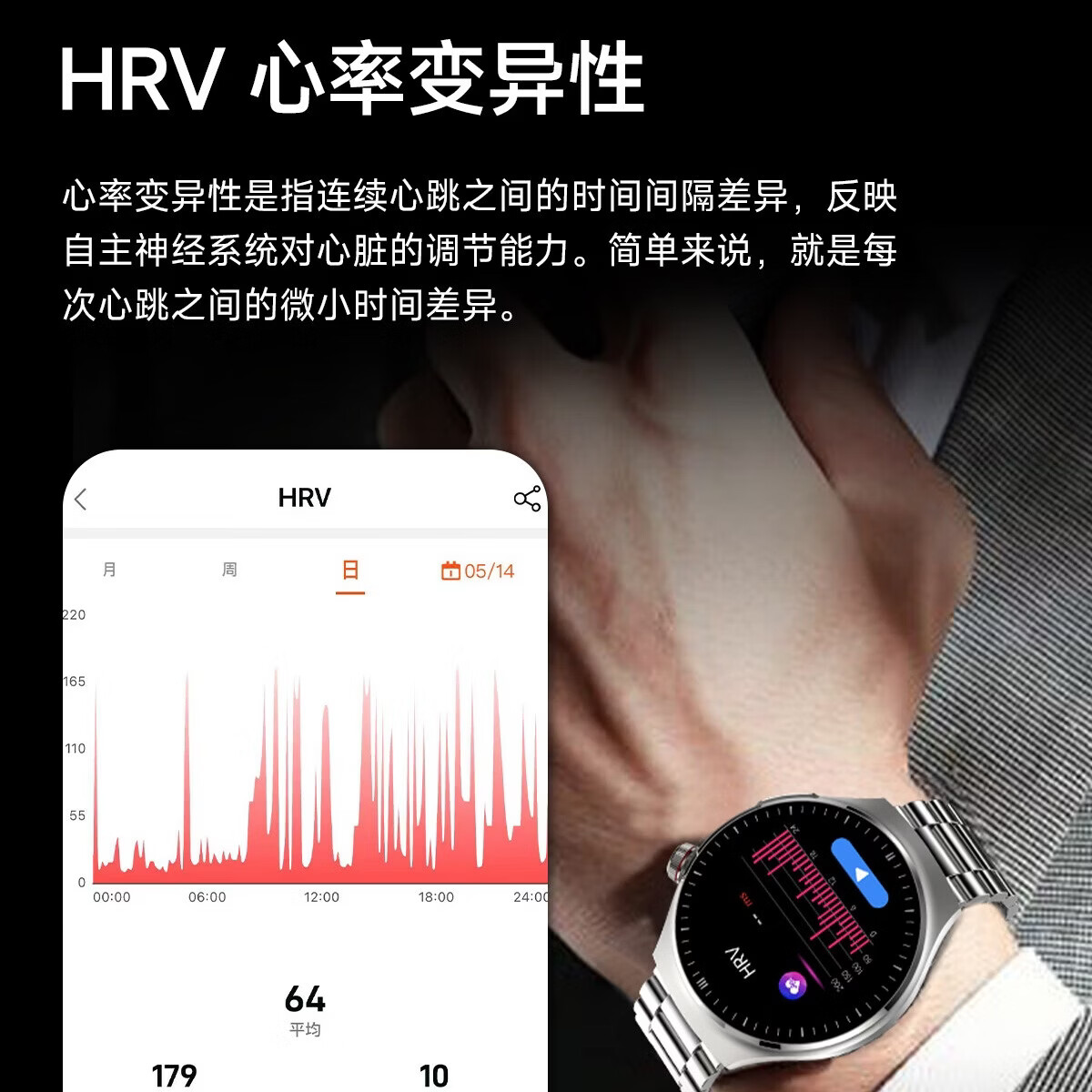 华为智选通用医用手表血压血糖尿酸健康监测智能手表心率心电图心脏血氧睡眠一体机手环手表最新款 旗舰顶配 医用级智能手表 圆款黑色