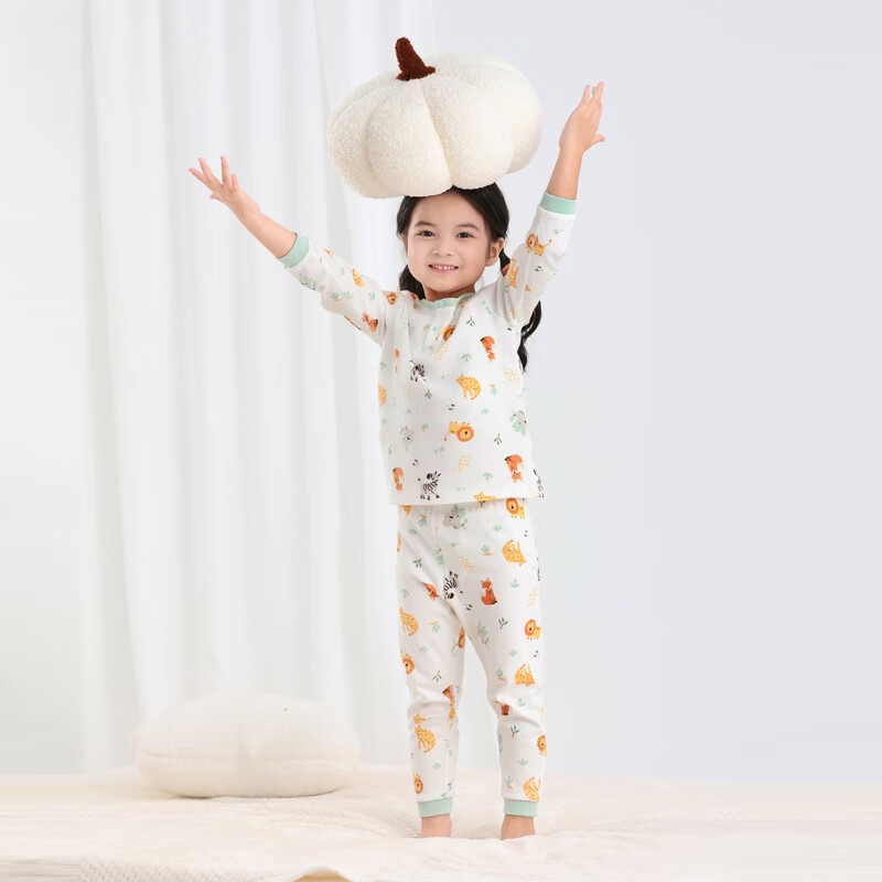 丽婴房【5A抗菌】儿童内衣套装秋季儿童家居服套装儿童秋衣秋裤2026新款 【100%棉】动物嘉年华 140 cm【建议8-10岁】