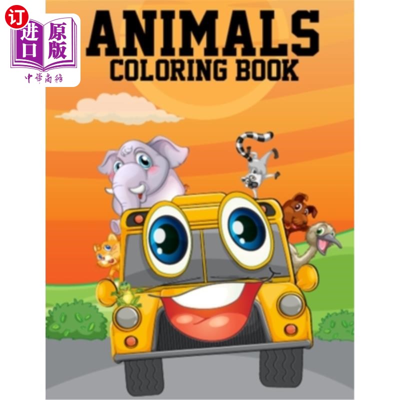 海外直订animals coloring book: fun activity animals coloring