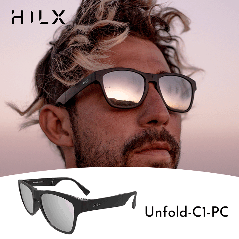 HILX折叠偏光运动近视太阳镜男女逛街开车钓鱼运动护眼墨镜Unfold 【宝丽来-偏光款】Unfold-C1银色