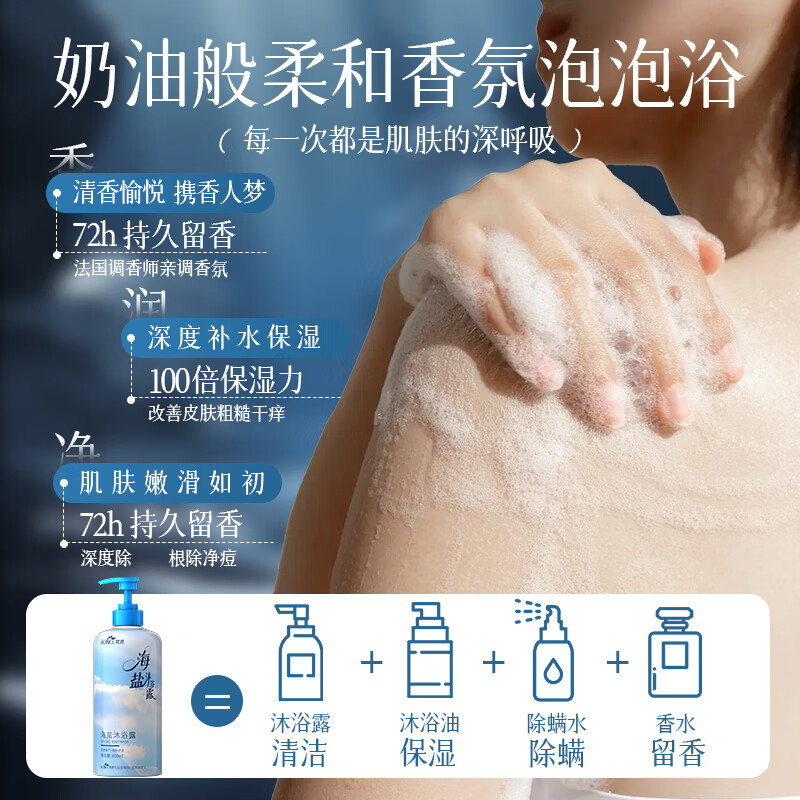 梵西海盐沐浴露 控油清爽清洁持久留香男女可用大瓶装 800ml*两瓶装