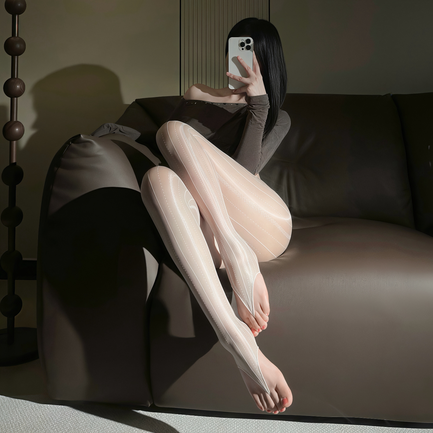 情趣丝袜夹趾袜提花竖线极光开档袜露脚趾攻速袜黑丝紫丝夹脚丝袜 极光【黑+咖+紫】三条 琴弦夹脚开裆【155-175cm】≤65k