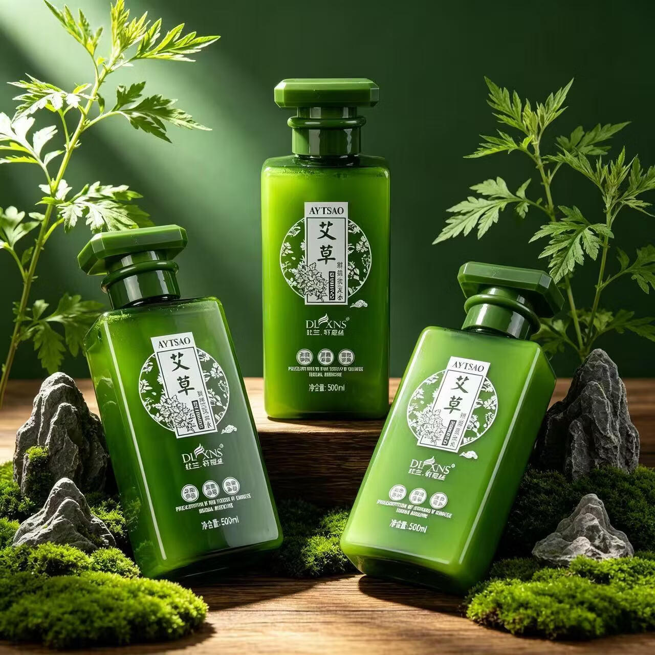 杜兰轩尼丝A艾草沐浴露洗发水去屑止痒艾叶天然草本植物去头屑控油改善毛躁 艾草鲜萃洗发水500ML
