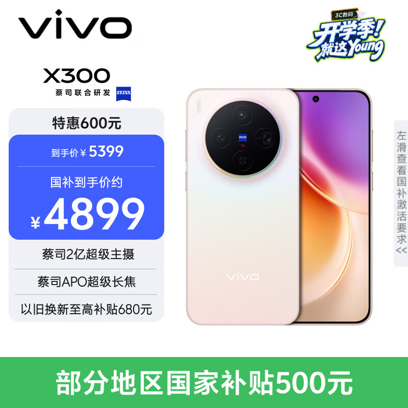 vivo X300 16GB+512GB 幸运彩 蔡司2亿超级主摄 蔡司APO超级长焦 5年持久流畅OriginOS 6 拍照 AI手机