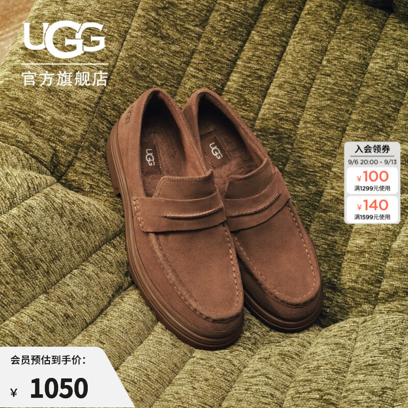 UGG秋季新款男士舒适平底一脚蹬豆豆鞋休闲懒人鞋乐福鞋 1184238 DKC | 深栗色 43
