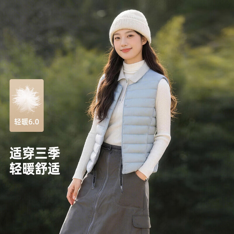 雪中飞女式内穿马甲26新款休闲百搭运动多彩时尚秋羽绒马甲外套 静谧灰|8210|810 M 165/88A