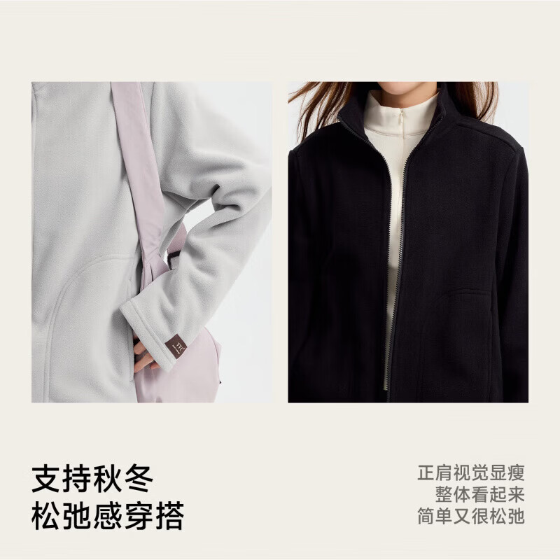 VVC抓绒外套男女同款秋冬御寒保暖摇粒绒百搭情侣款上衣ZW 松果棕 XL