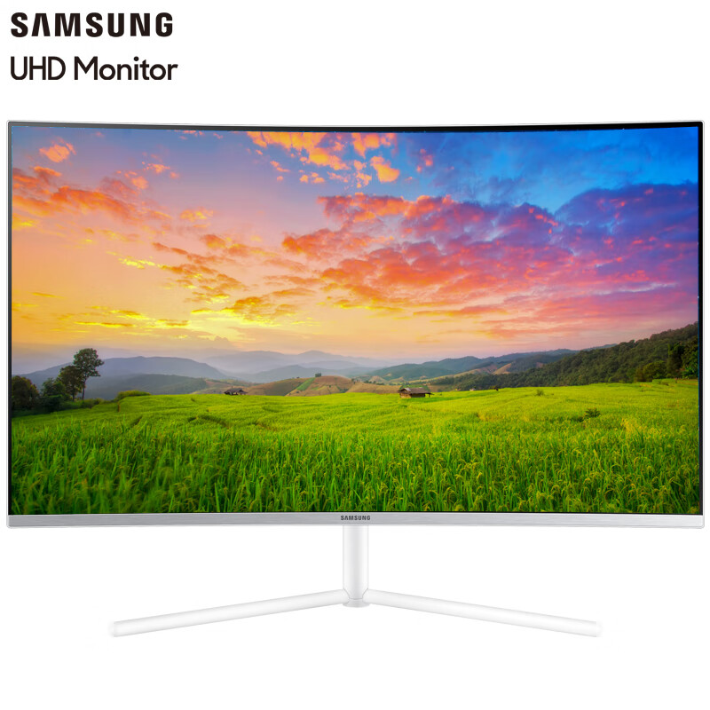 三星（SAMSUNG）31.5英寸 3面窄边框 典雅白1500R 4K/UHD高分  曲面液晶电脑显示器（U32R591CWC）
