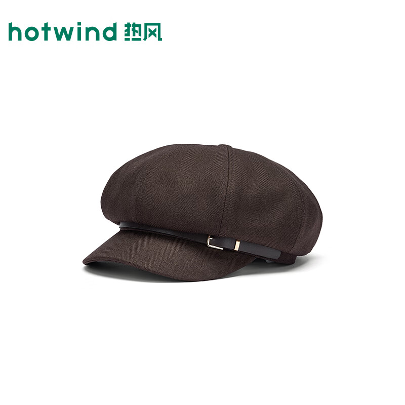 热风（Hotwind）2026年秋季新款女士经典人字纹八角帽 15深棕 F