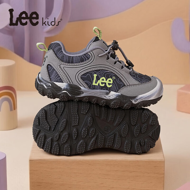 Lee童鞋秋季新款儿童休闲跑步鞋男大童百搭耐磨运动鞋女童 黑色 33 【建议脚长208mm】