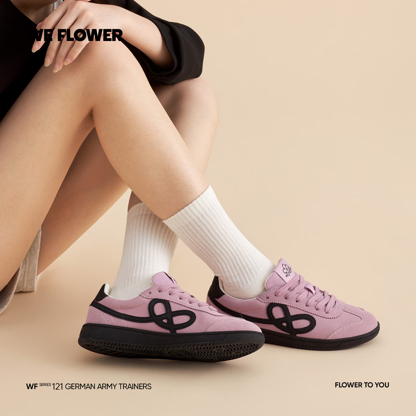 WE FLOWER轻便德训鞋2026款复古皮面男女同款秋冬季户外百搭耐磨小白鞋 冰原蓝 37 (240mm)