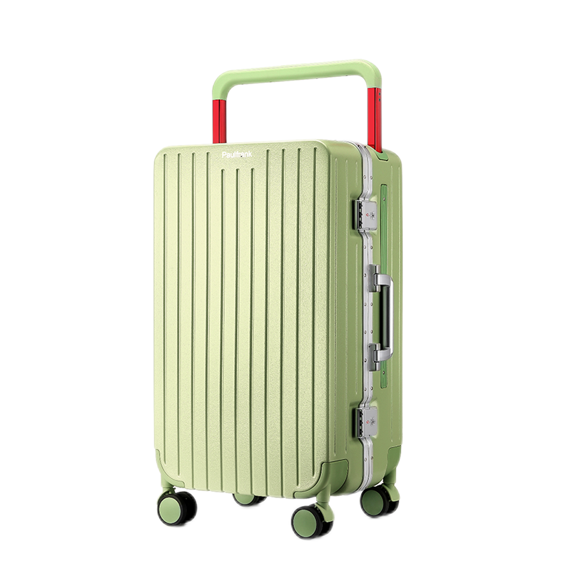 大嘴猴（Paul Frank）宽拉杆铝框行李箱女拉杆箱男学生坚固大容量平衡拉杆旅行箱出差箱 牛油果绿/铝框款 28英寸