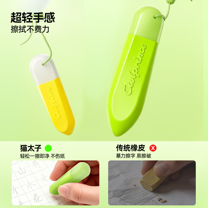 猫太子橡皮擦小学生专用不费力超轻两用橡皮超干净无碎屑不留痕橡皮砖儿童文具像皮创意卡通可爱橡皮 【超轻/不费力】双头两用橡皮丨9块装