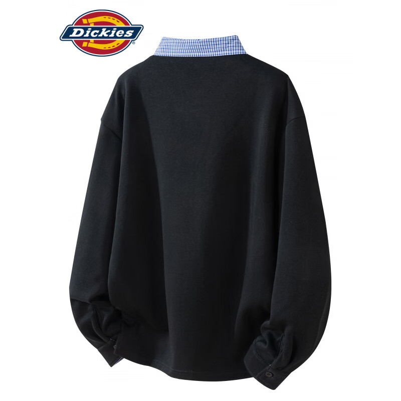 Dickies美式复古休闲长袖POLO衫男士2026年秋季新款宽松舒适百搭上衣服装 黑色 【官方正品】 XL 【建议130-150斤】