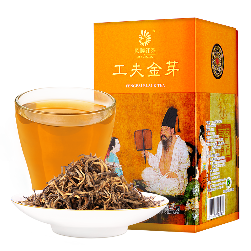 鳳（feng）牌紅茶茶葉 云南中華老字號 夜宴圖工夫金芽茶100g