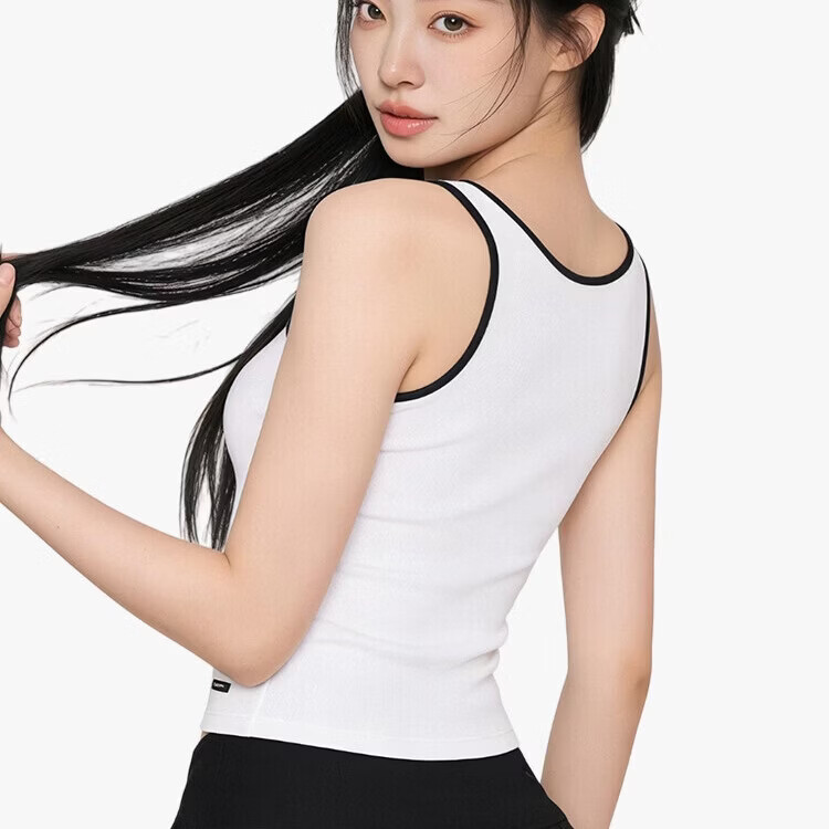 千奈美竖纹弹力修身背心可外穿内搭打底内衣 珍珠白 L (100-120斤)
