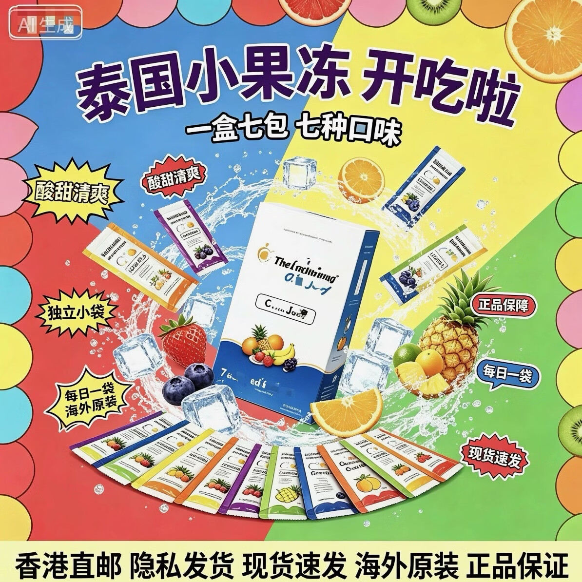 （保密发货）泰国网红&&小果冻&原装进口印度泰国果冻便携 女粉色 7袋*1盒