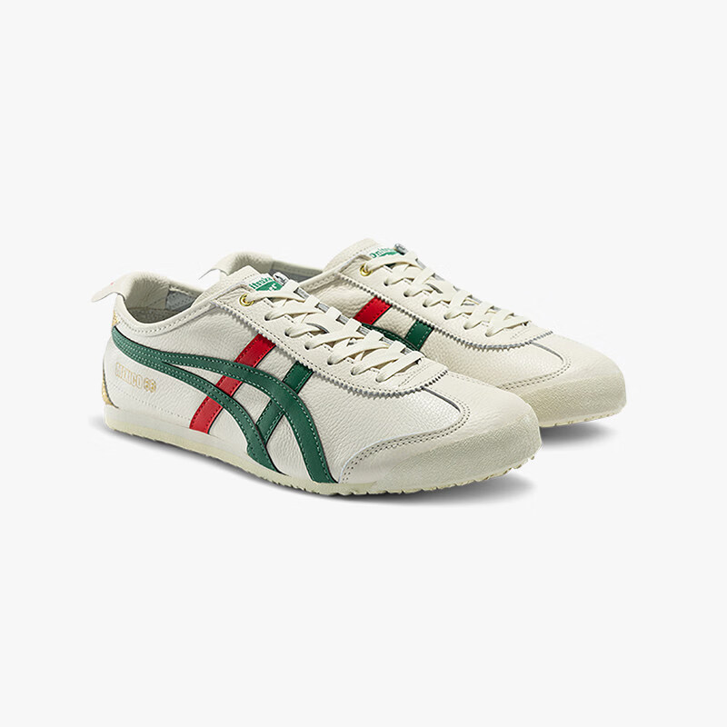 Onitsuka Tiger鬼塚虎MEXICO 66™男女款时尚百搭休闲运动小白鞋 米色/绿色 46