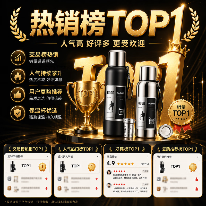 【德固品牌】保温杯72h长效保温保冷男316不锈钢大容量茶水分离 800ML【316特厚精钢】日常家用 【高级黑】密封防漏+杯盖可当水杯