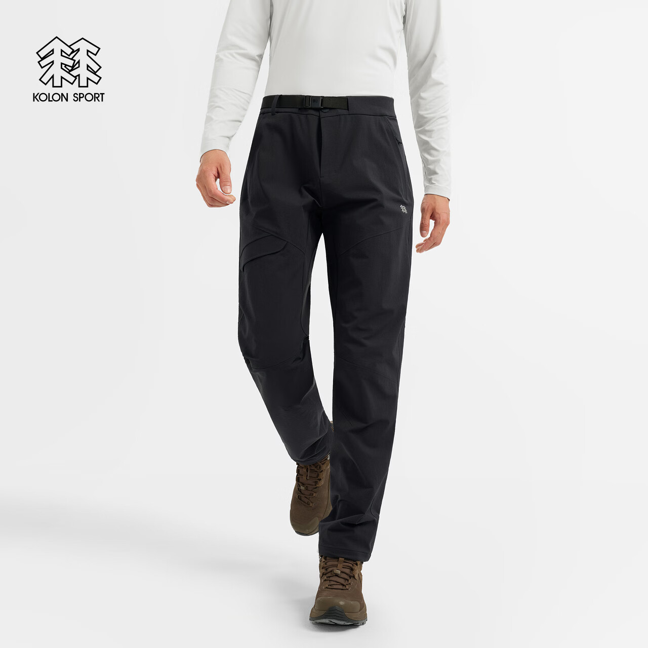KOLON SPORT/可隆户外软壳裤 男士耐磨透湿防风羊毛混纺软壳长裤
