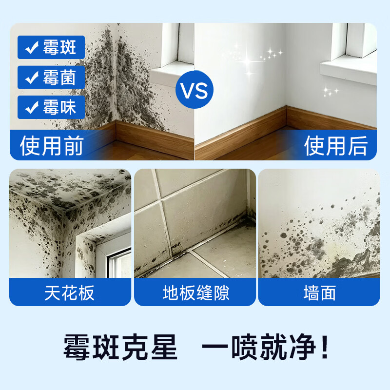 船牌清洁剂多功能除霉清洁剂墙体除霉剂防霉防潮清洁神器除味驱虫家用 【快速除霉】多功能除霉500ml*2瓶