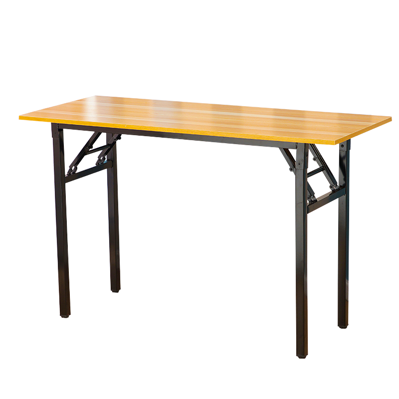汉蜂折叠桌家用电脑桌办公室培训学习桌长条弹簧桌餐厅桌台式桌钢木桌 黄单层80cm*40cm*75cm