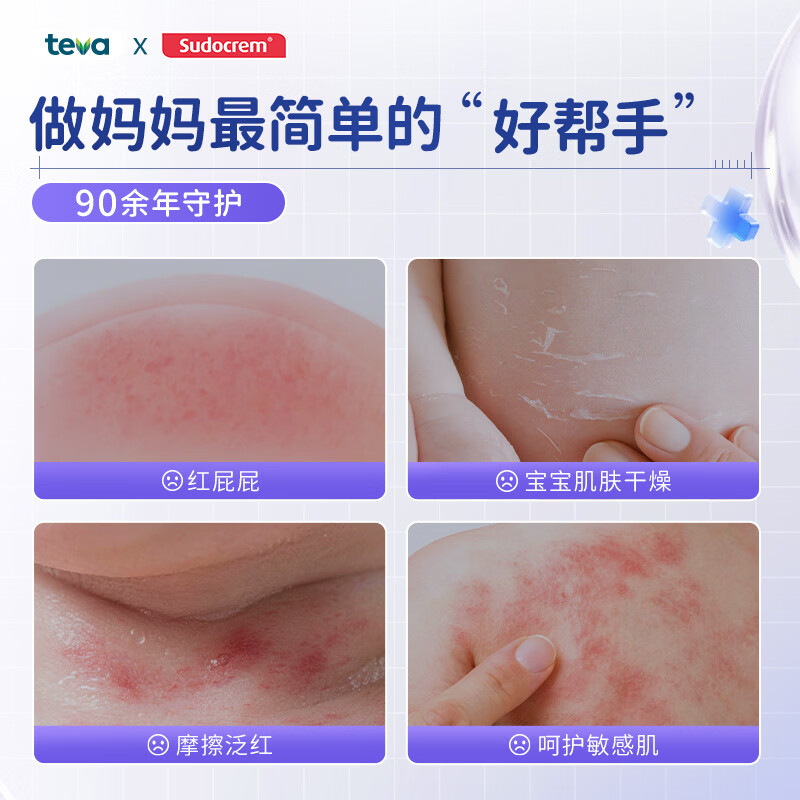 Sudocrem婴儿护臀膏新生儿口水屁屁乐霜防红屁股氧化锌婴幼儿专用疹软膏 125g+60g【囤货装】护臀膏