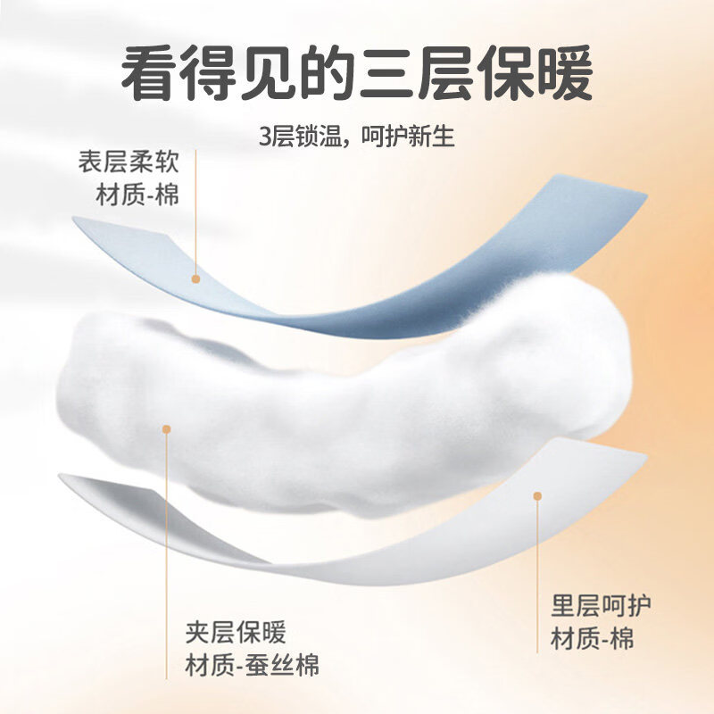 婧麒(JOYNCLEON)婴幼儿连体衣冬装保暖桑蚕丝秋冬季夹棉新生儿衣服宝宝哈衣 云林小象 66cm 【3-6个月,建议体重6.8-8.9kg】