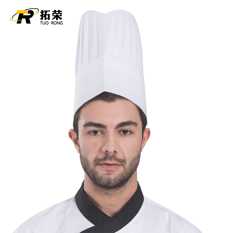 fghgf一次性厨师帽平顶圆顶高帽纸帽酒店餐厅厨师工作帽子男女20顶/包