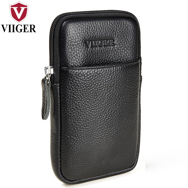 帷格（VIIGER）手机腰包男工地竖款薄款真皮穿皮带6.7/6.8英寸牛皮单层苹果15max