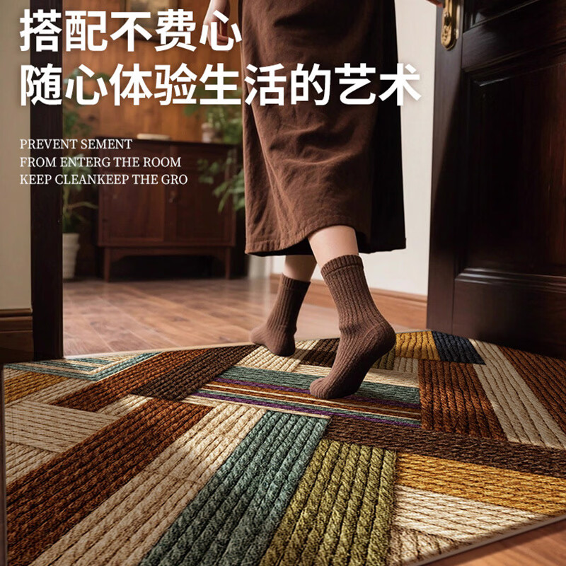 金玉铭川入户门地垫2026新款轻奢高级感玄关大门口耐脏地毯可裁剪防滑脚垫 QR-M观云-01 50X80cm