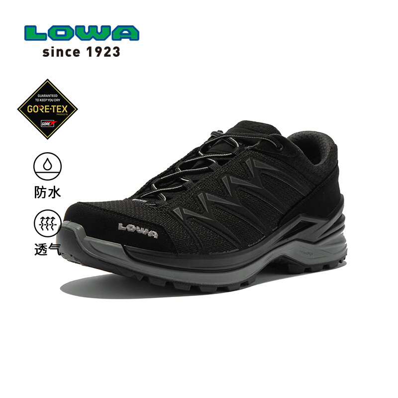 LOWA官方[新品]INNOX旅行家PRO防水防滑GTX透气轻量户外鞋男女 黑色/灰色-男款 41