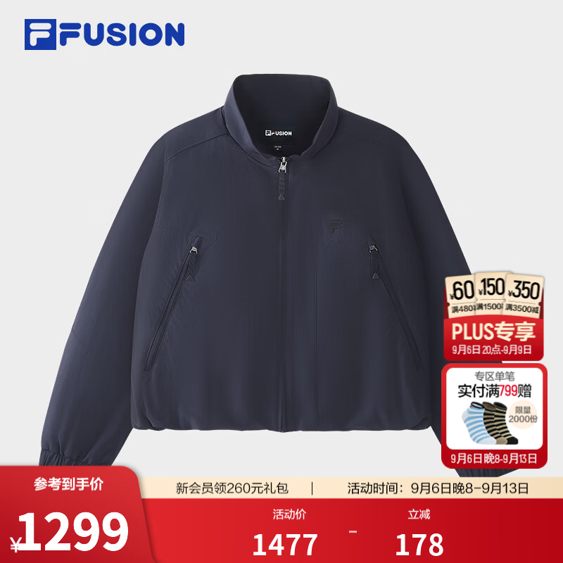 FILA FUSION潮牌外套26秋季新款女士梭织时尚百搭休闲宽松上衣 月影灰蓝-NV S 160/80A/S
