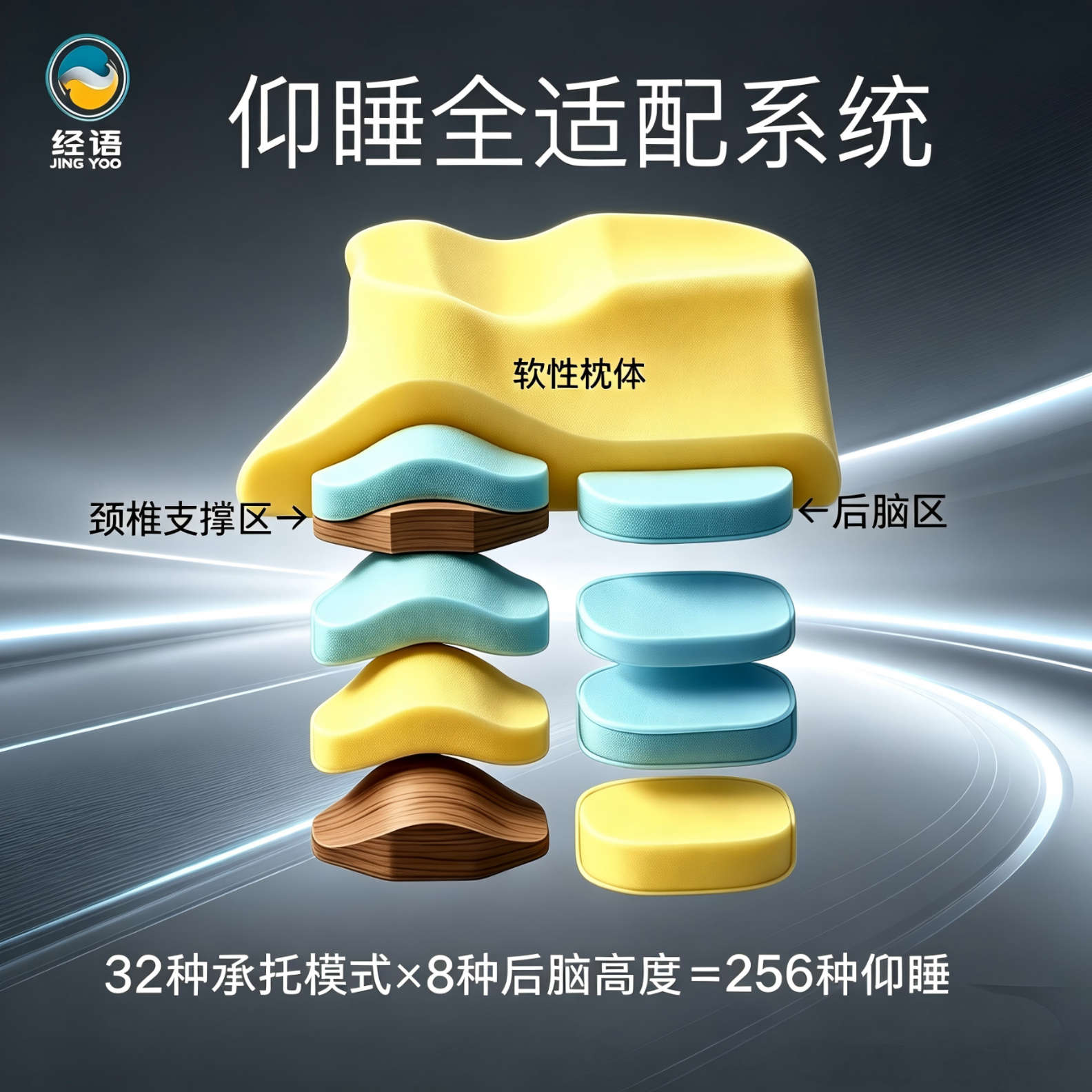 经语人体工学护颈记忆枕头枕芯u型枕可调节软硬实木颈椎枕成人深睡枕 标准款 单只 低枕 160cm 155-160cm