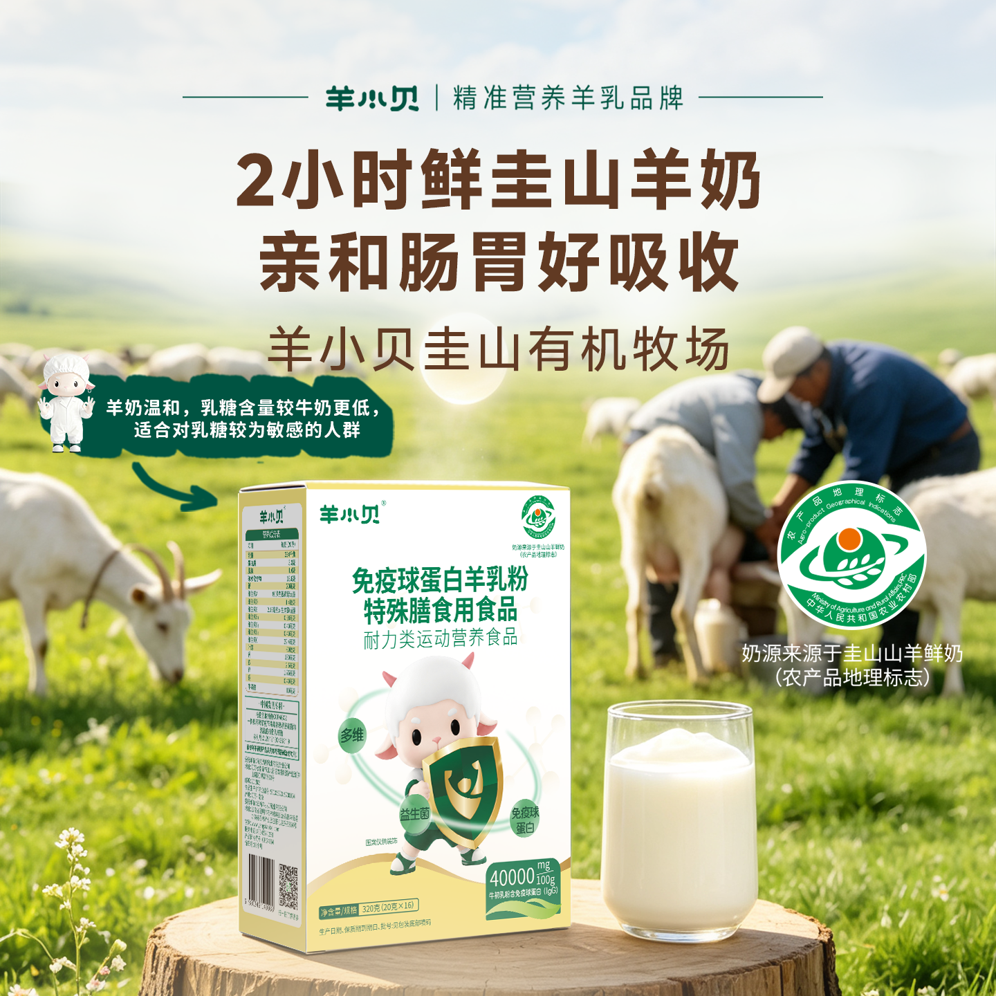 羊小贝免疫球蛋白羊奶粉中老年特殊膳食高钙高蛋白全家成人营养品奶粉 【早餐营养】免疫羊乳粉 16条*2盒 (含礼袋)
