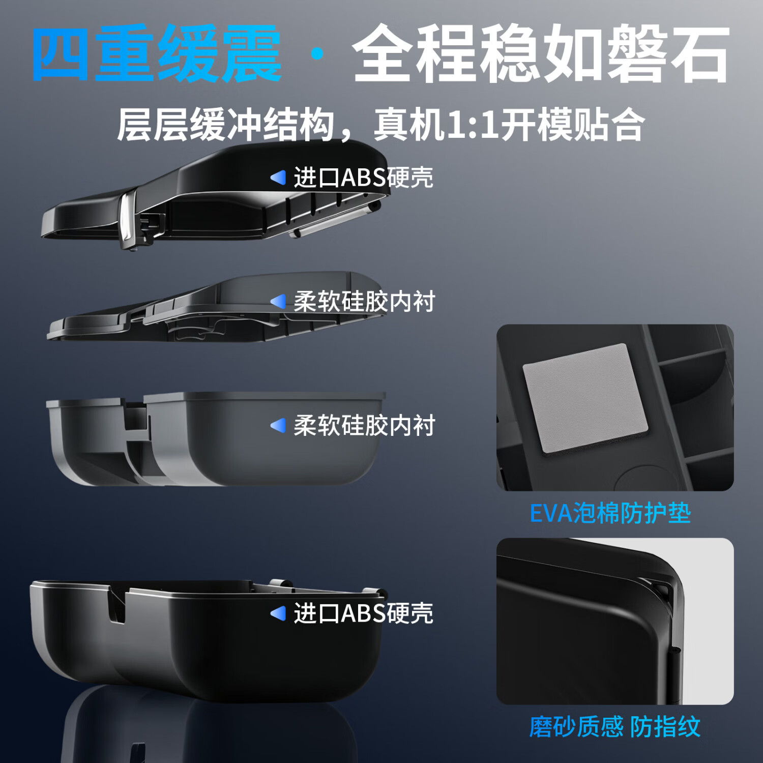 HEAXGKPocket4pro全包长款保护壳可容纳螺纹手柄滤镜pocket4/3收纳防摔保护盒保护壳收纳包适用DJI大疆 【pocket4pro】长款保护壳【哑光黑】
