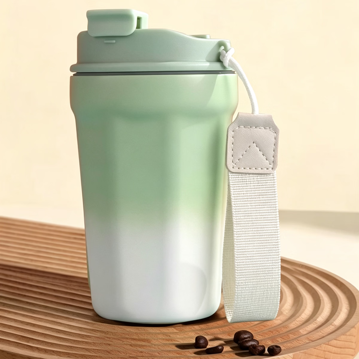 咖啡杯不锈钢保温杯保冷茶杯杯陶瓷覆层内胆随行吸管水杯杯子 渐变粉（陶瓷内胆） 380