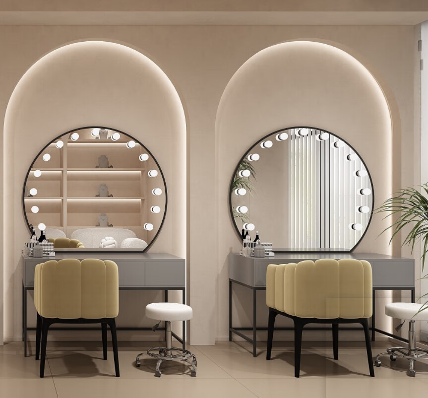 缦宛木彩妆美容院工作室化妆师专用化妆台带灯婚纱影楼梳妆台 白金:80