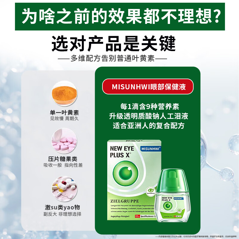 MISUNHWI德国人工泪液洗眼滴眼液药水用眼过度视力疲劳眼干涩血丝浑浊模糊 源自德国品牌【促进眼部健康】 买4送3 实发7瓶【重度模糊】