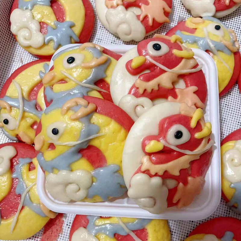 惠赞国潮风花式面食新年祥龙雪糕馒头花饽饽卡通果蔬馒头宝宝营养早餐