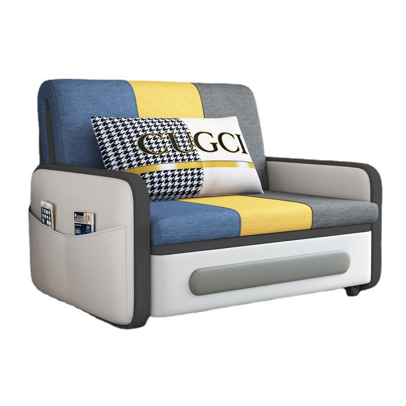 三世桃源沙发床可折叠坐卧两用多功能沙发二用小户型单人客厅沙发床可拆洗 白#米黄色 外宽0.88m护脊椰棕垫+储物