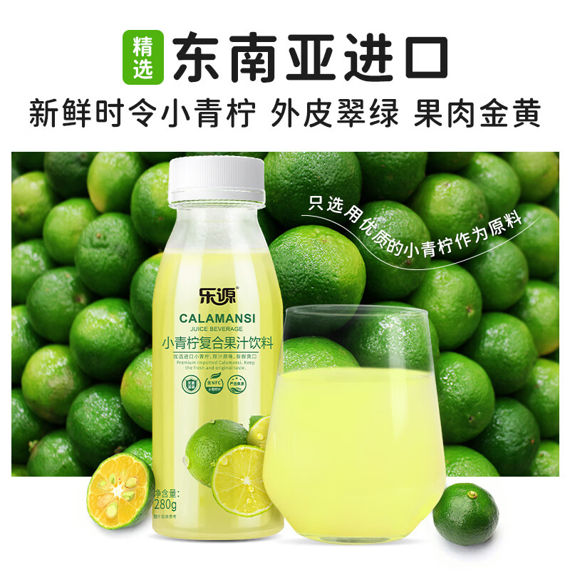 乐源小青柠复合果汁柠檬水饮料整箱礼盒装含vc果汁饮品 小青柠复合果汁280g*12瓶